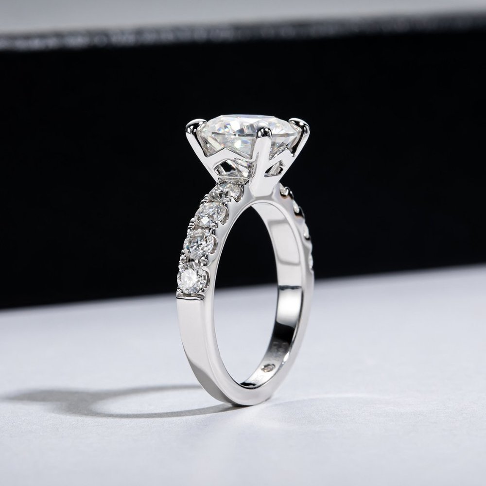 Certified 4.3 ct. t.w. Moissanite Diamond 4 Prone Solitaire Engagement R… - Picture 12 of 15